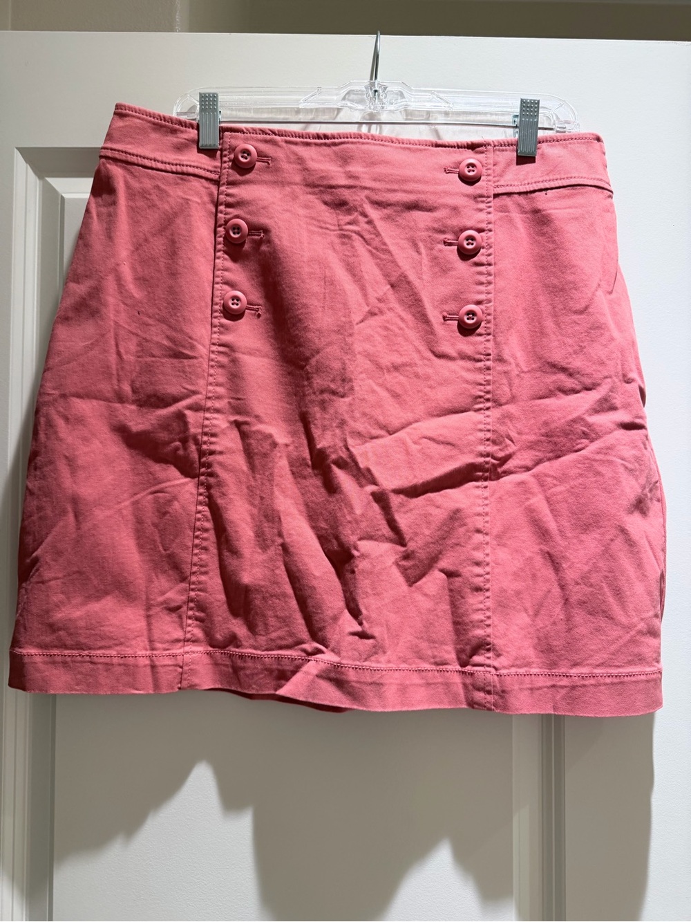 LOFT Pink Button-Front Mini Skirt